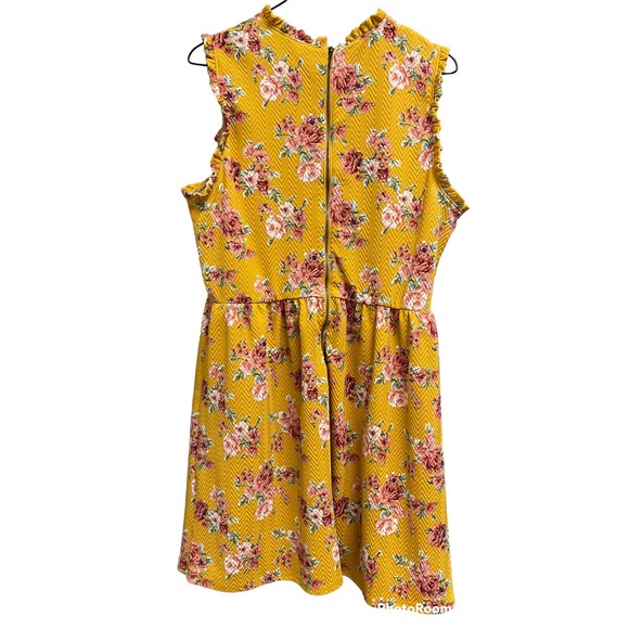 Mustard  yellow floral dress, SZ XL - Picture 5 of 6